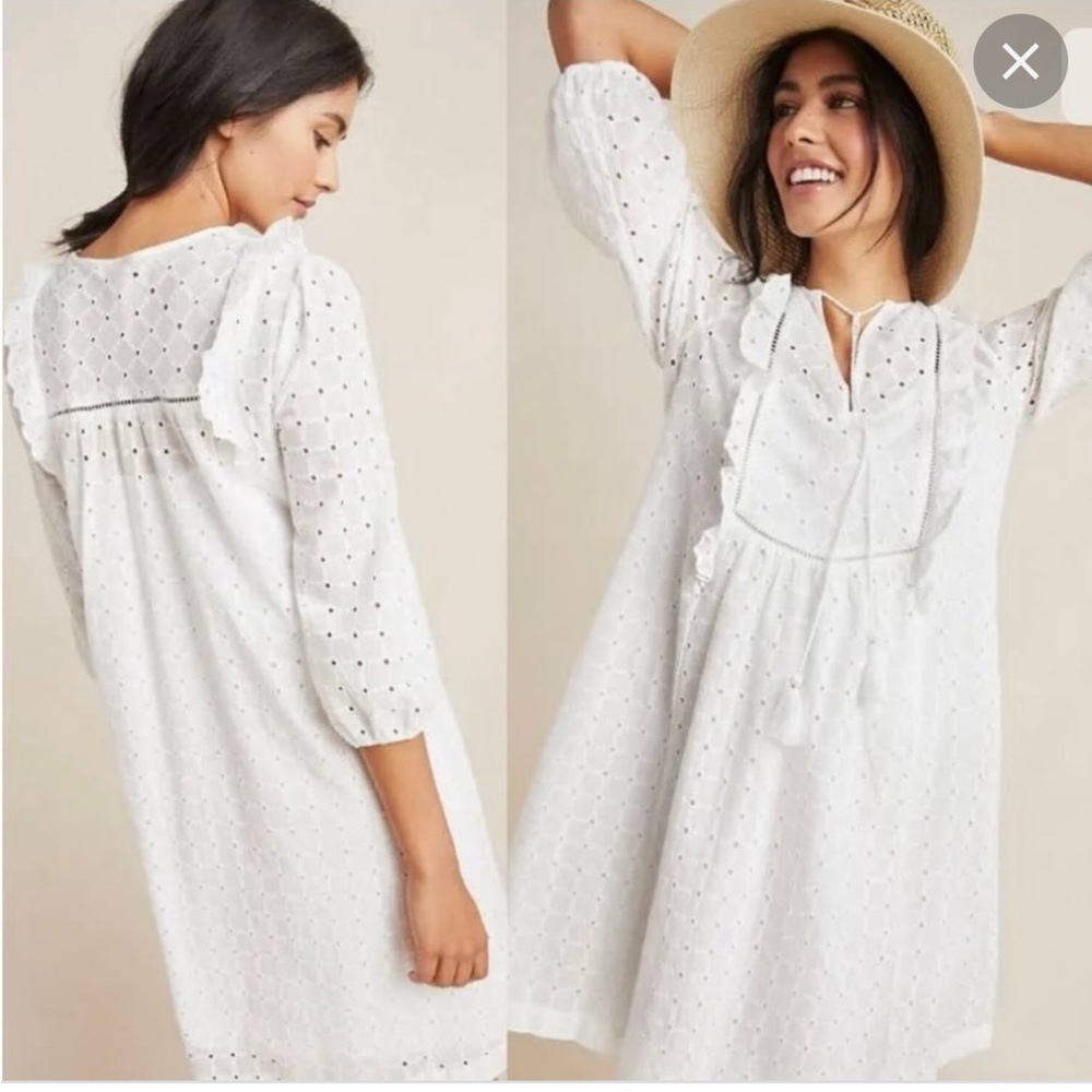 Anthropologie Thames white eyelet dress